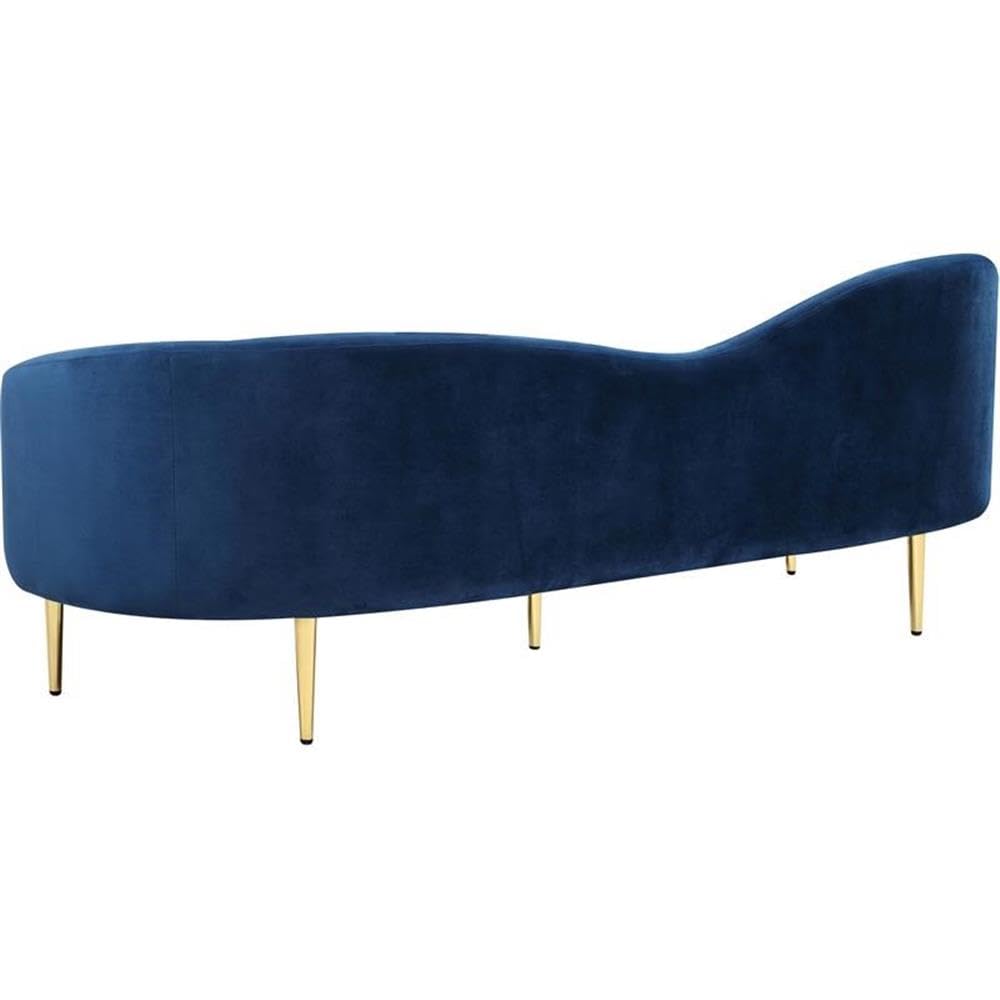 Navy Velvet Upholstered Sofa with Metal Legs H7073