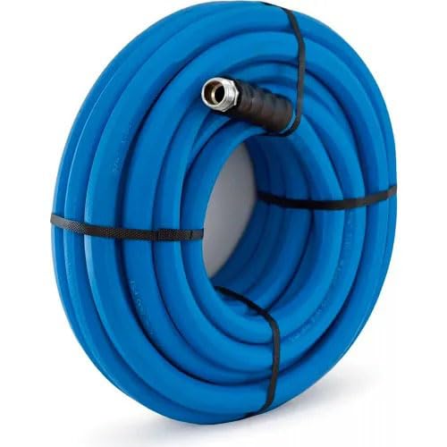 5/8 Inch x 100 Foot EPDM Rubber Hot Water Hose with Brass Fittings I2566