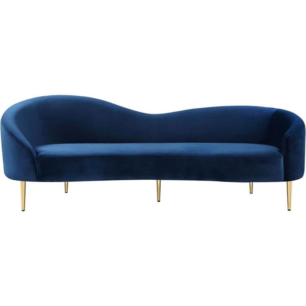 Navy Velvet Upholstered Sofa with Metal Legs H7073