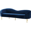 Navy Velvet Upholstered Sofa with Metal Legs H7073