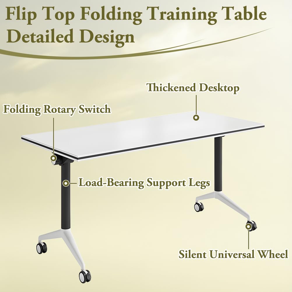 Foldable Mobile Seminar Table with Locking Casters, 8 Pack O913821