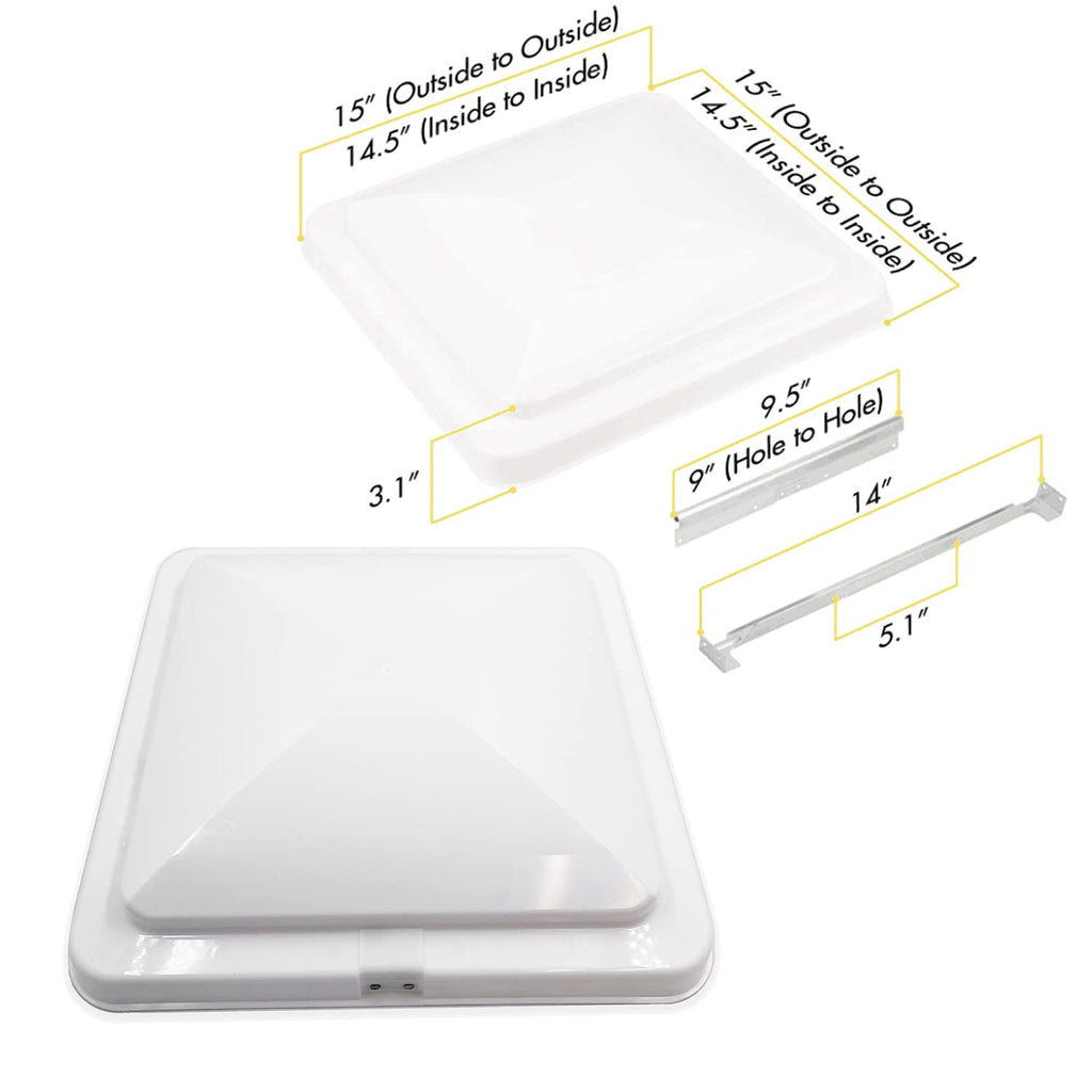 White 2Pcs 14" x 14" RV Roof Vent Lid Cover C422611
