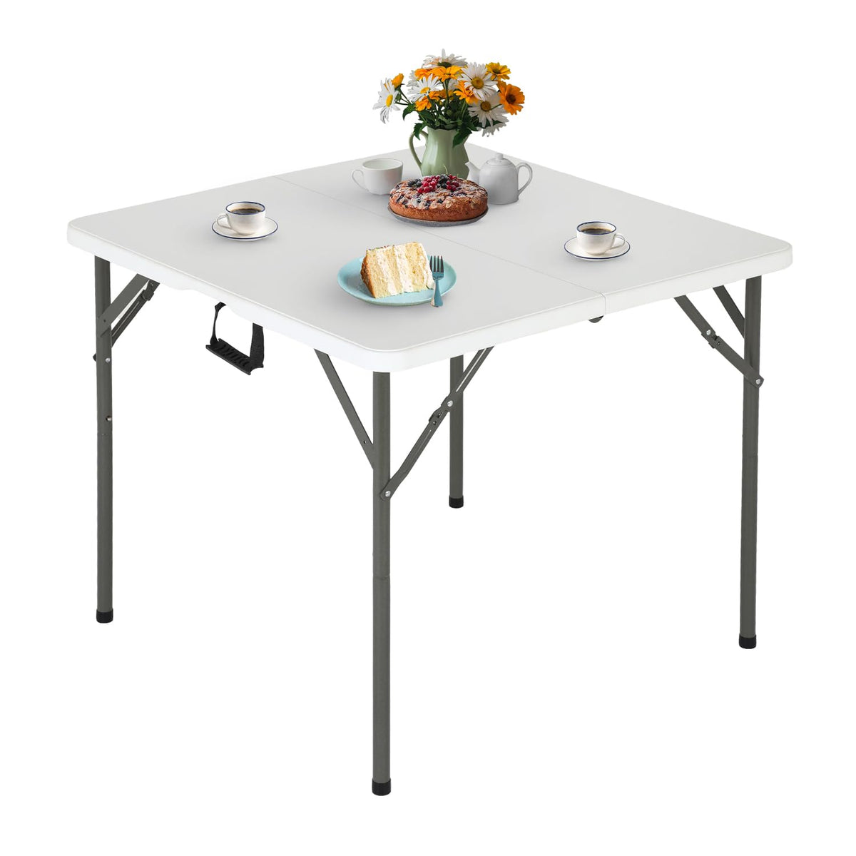 34" White Portable Plastic Folding Table W618