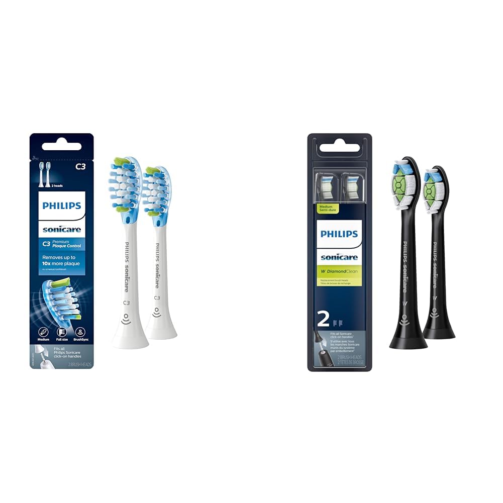White and Black Replacement Toothbrush Heads, 2 Brush Heads N4786
