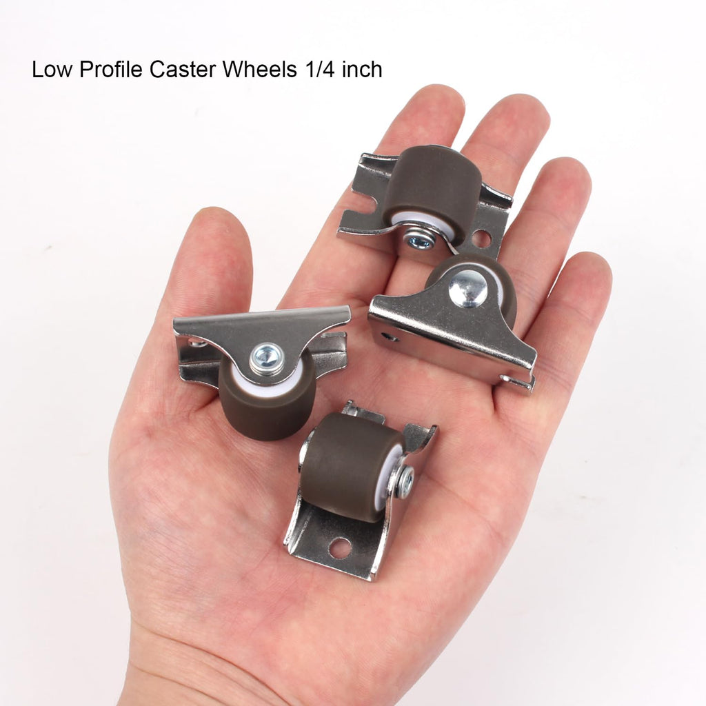 1 Inch Low Profile TPE Rubber Fixed Caster Wheels Set of 4 C2449