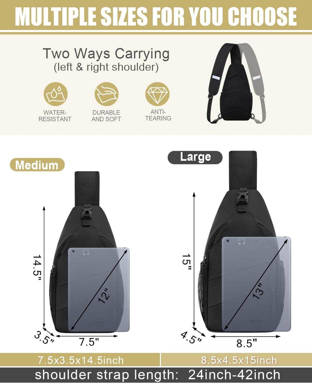 Crossbody Sling Bag with Convertible Shoulder Strap X600