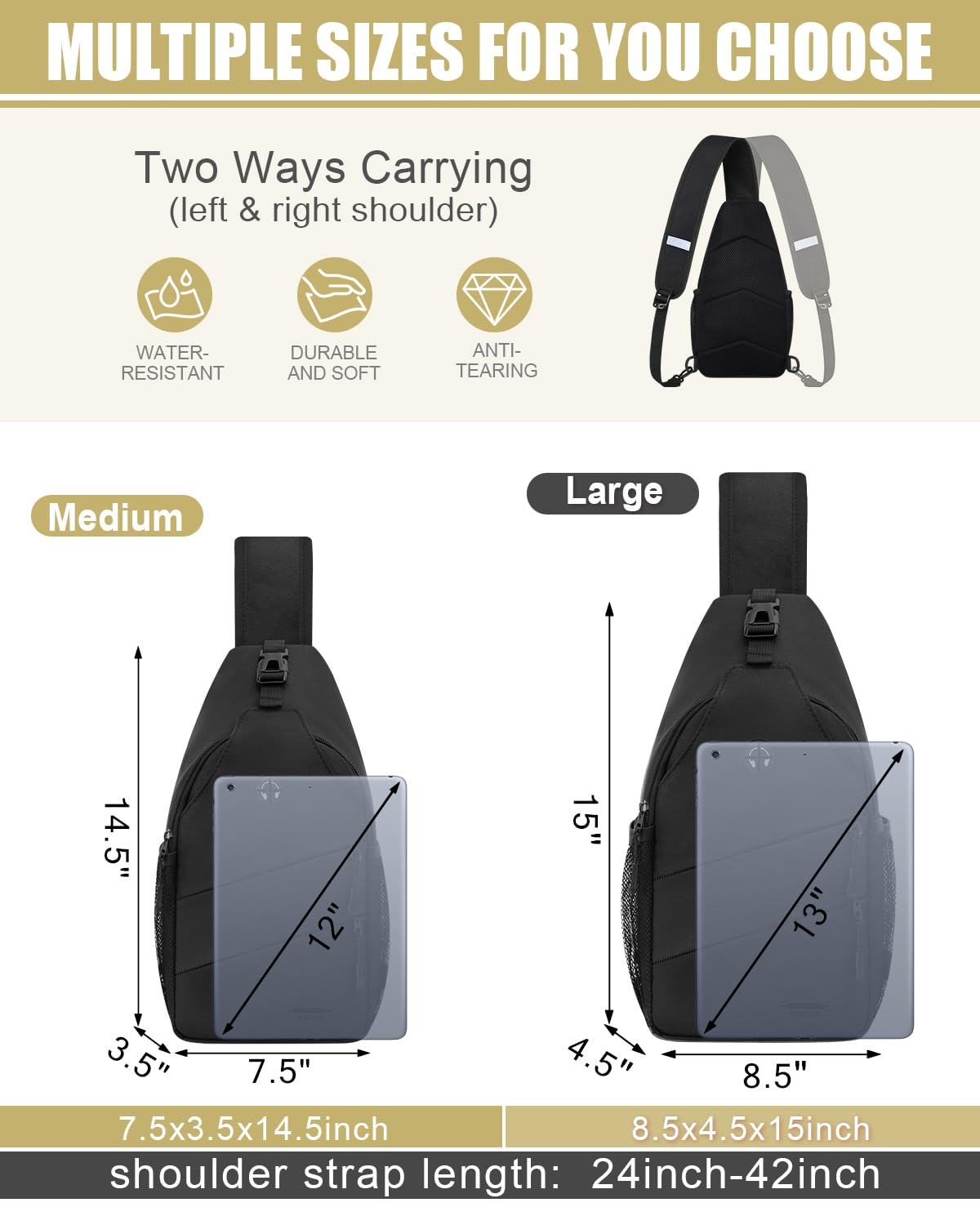 Crossbody Sling Bag with Convertible Shoulder Strap X600