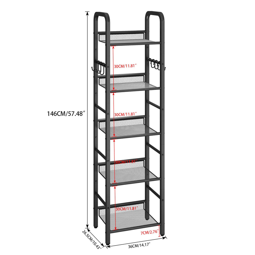 5 Tier Black Metal Bookshelf I397