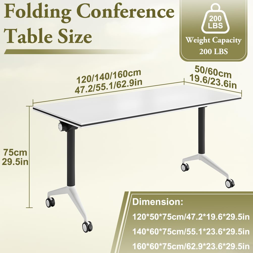 Foldable Mobile Seminar Table with Locking Casters, 8 Pack O913821