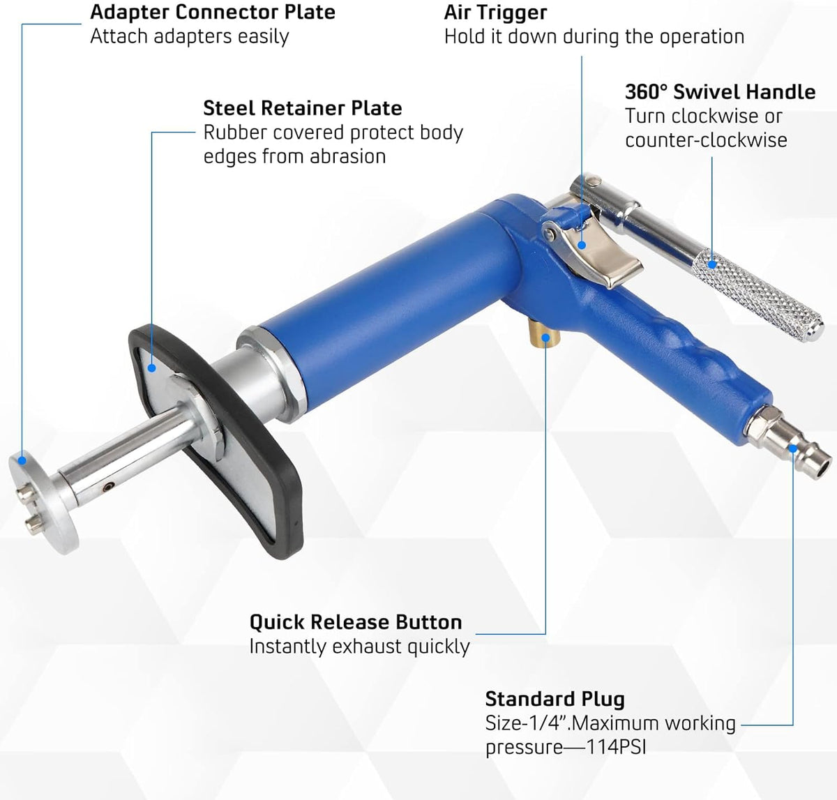 Pneumatic Brake Caliper Compression Tool Kit with 22 Adapters B604