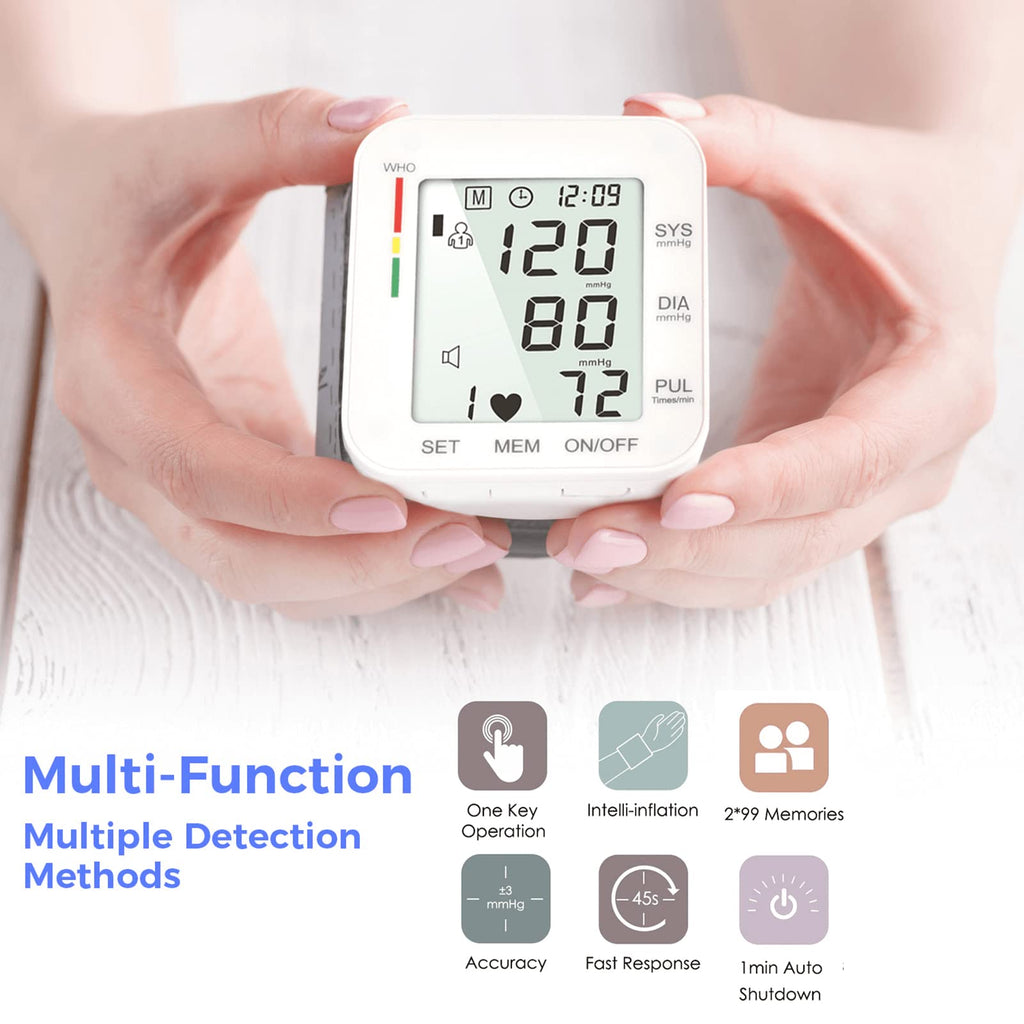 White Wrist Blood Pressure Monitor with Carrying Case G774