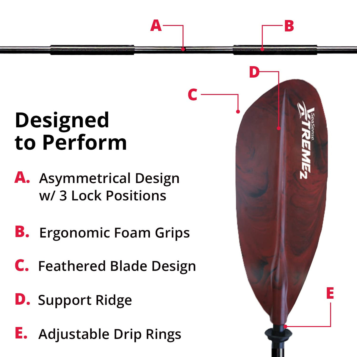 96” Fiberglass Reinforced Nylon Kayak Paddle C4152