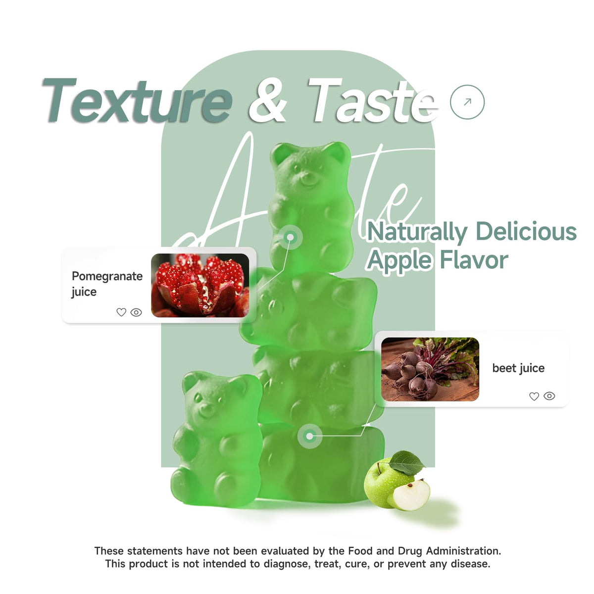 Apple Cider Vinegar Gummies with Vitamin B6, B12, Folate & Beet Root, 180 Gummies W6028