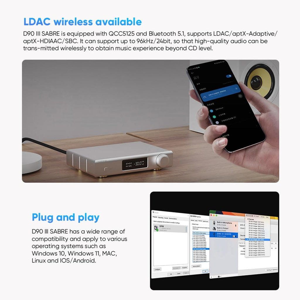 Full Balanced DAC ES9039SPRO DSD512 PCM 32bit/768kHz Black Y3617