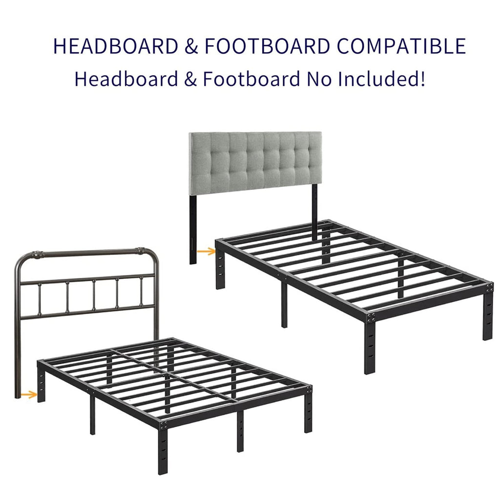 Queen Size 18 inch Tall Black Storage Bed Frame with Steel Slats G309