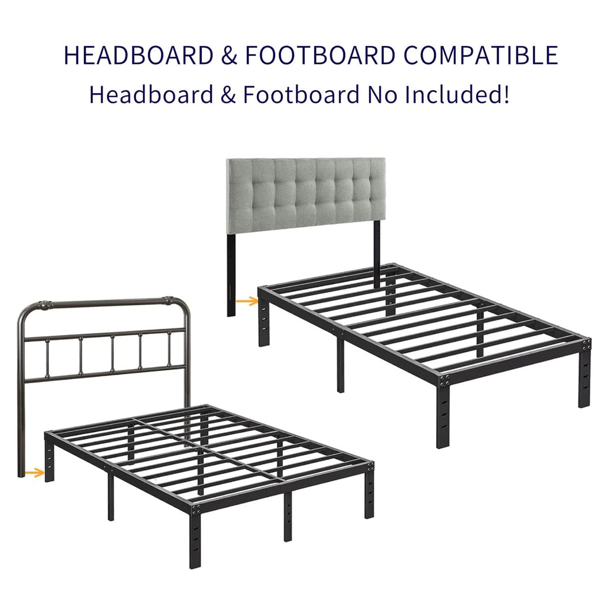 Queen Size 18 inch Tall Black Storage Bed Frame with Steel Slats G309