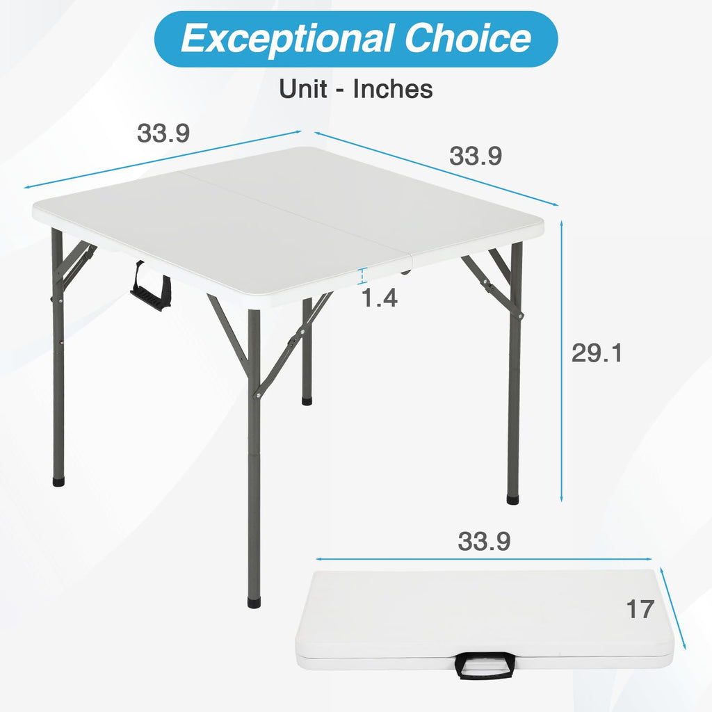34" White Portable Plastic Folding Table W618
