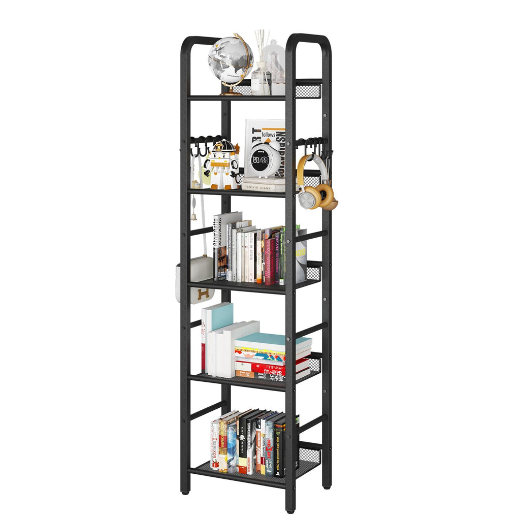 5 Tier Black Metal Bookshelf I397