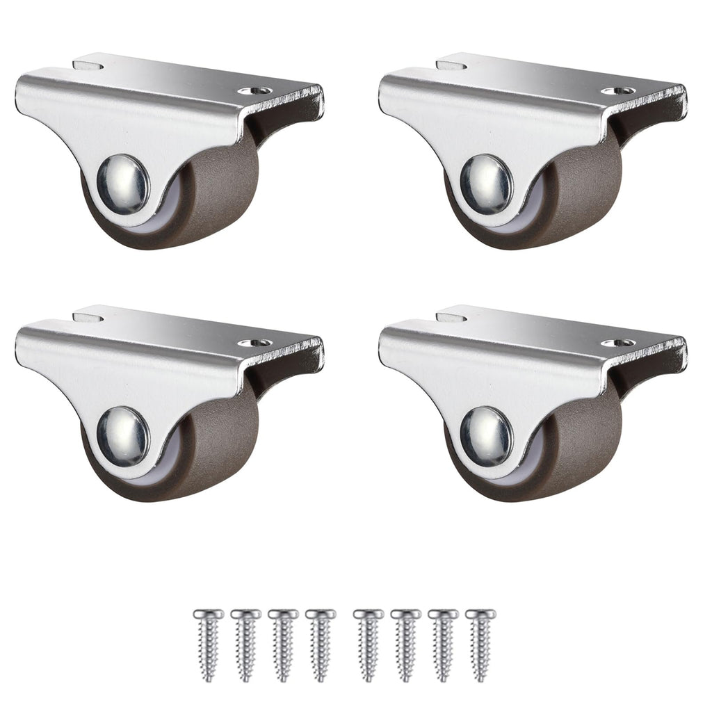 1 Inch Low Profile TPE Rubber Fixed Caster Wheels Set of 4 C2449