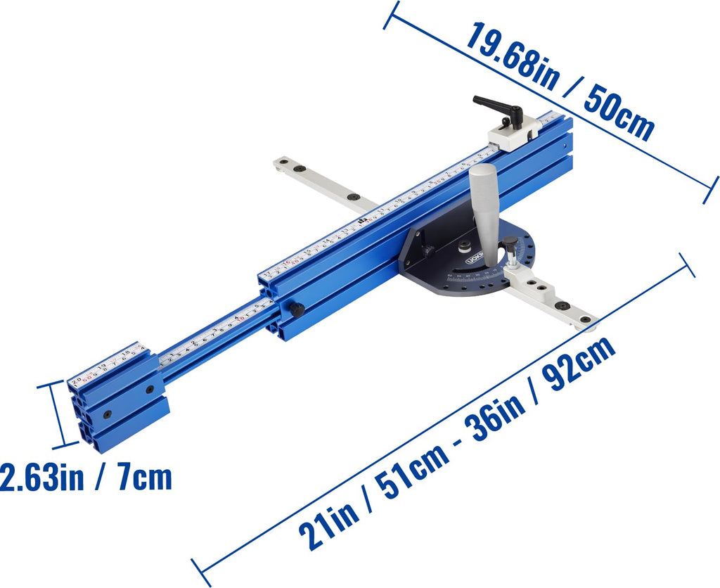 Table Saw Miter Gauge Fence with 11 Preset Angle Stops L800466