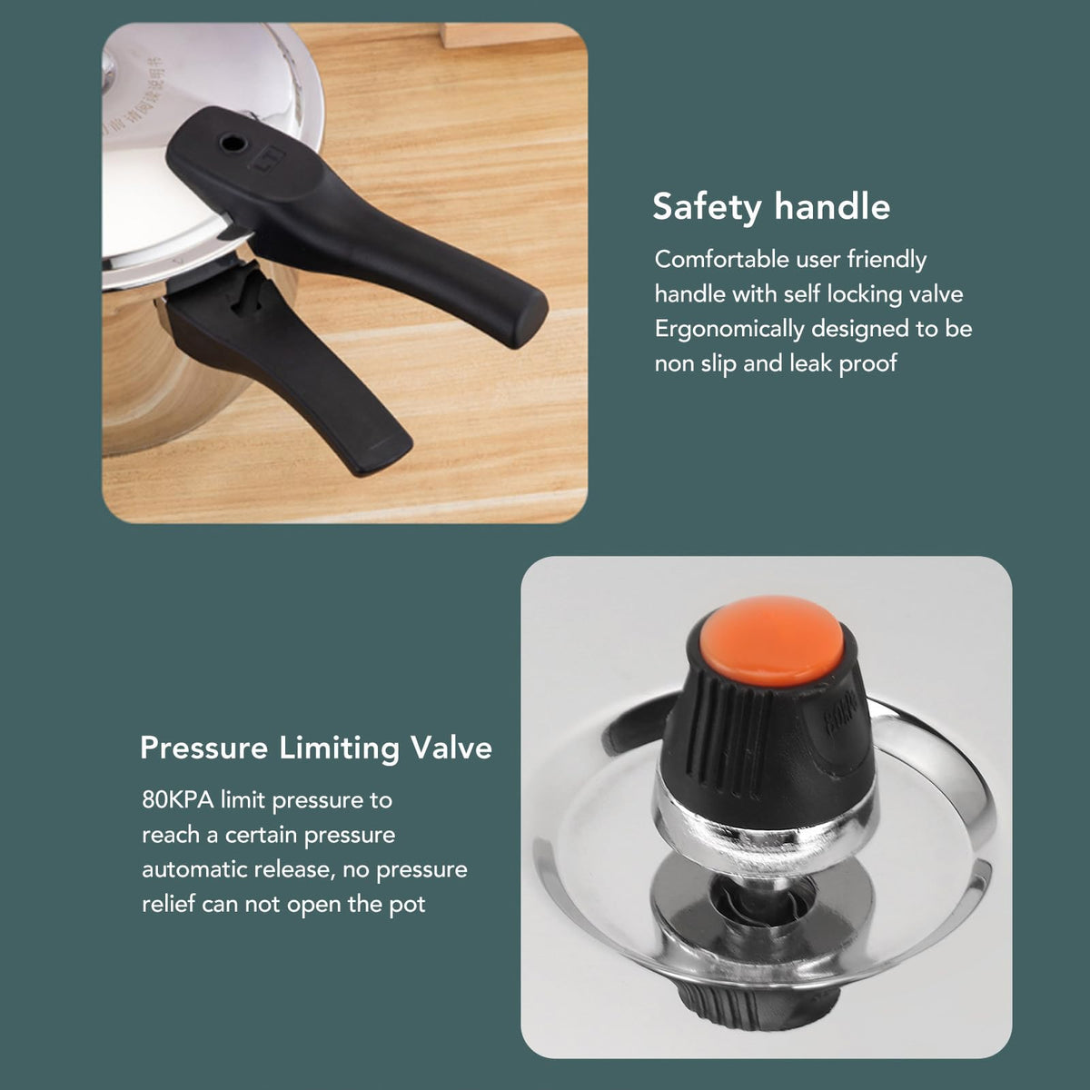 80KPA Stainless Steel Pressure Cooker with Safety Valve (3L) M884