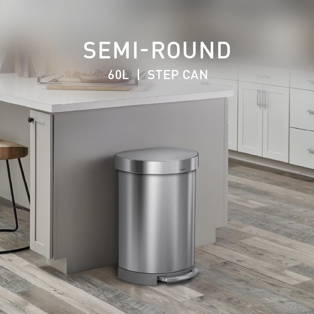 60L Brushed Stainless Steel Step Trash Can N712
