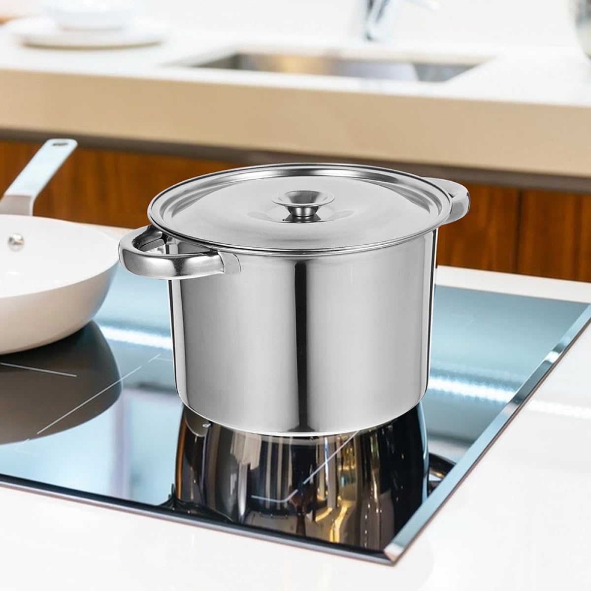 Stainless Steel Double Handle Soup Pot with Lid W571