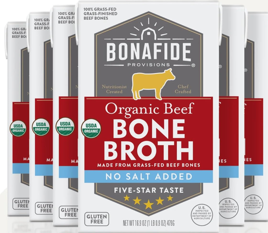 Organic Beef Bone Broth No Salt Added 16.9oz 6 Pack G9540