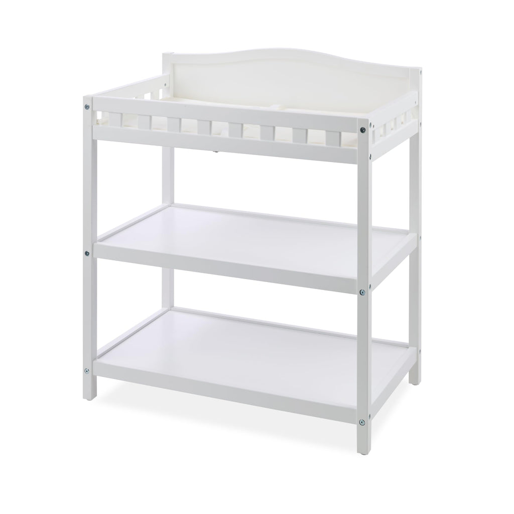 White Baby Changing Table with Pad & Storage Shelves R739486