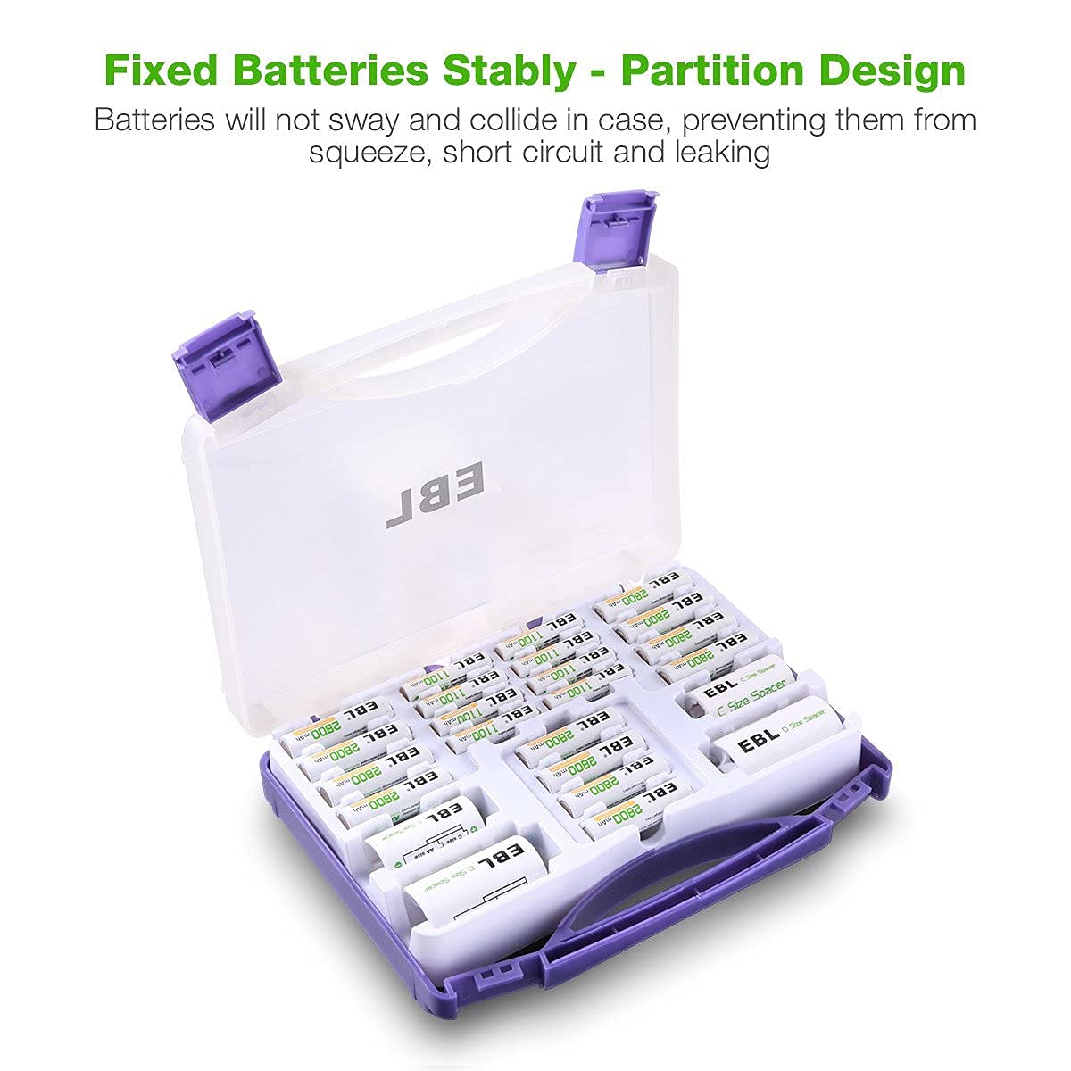 Purple Battery Box with 12 AA Batteries, 8 AAA Batteries, C Adapters, D Adapters S640184
