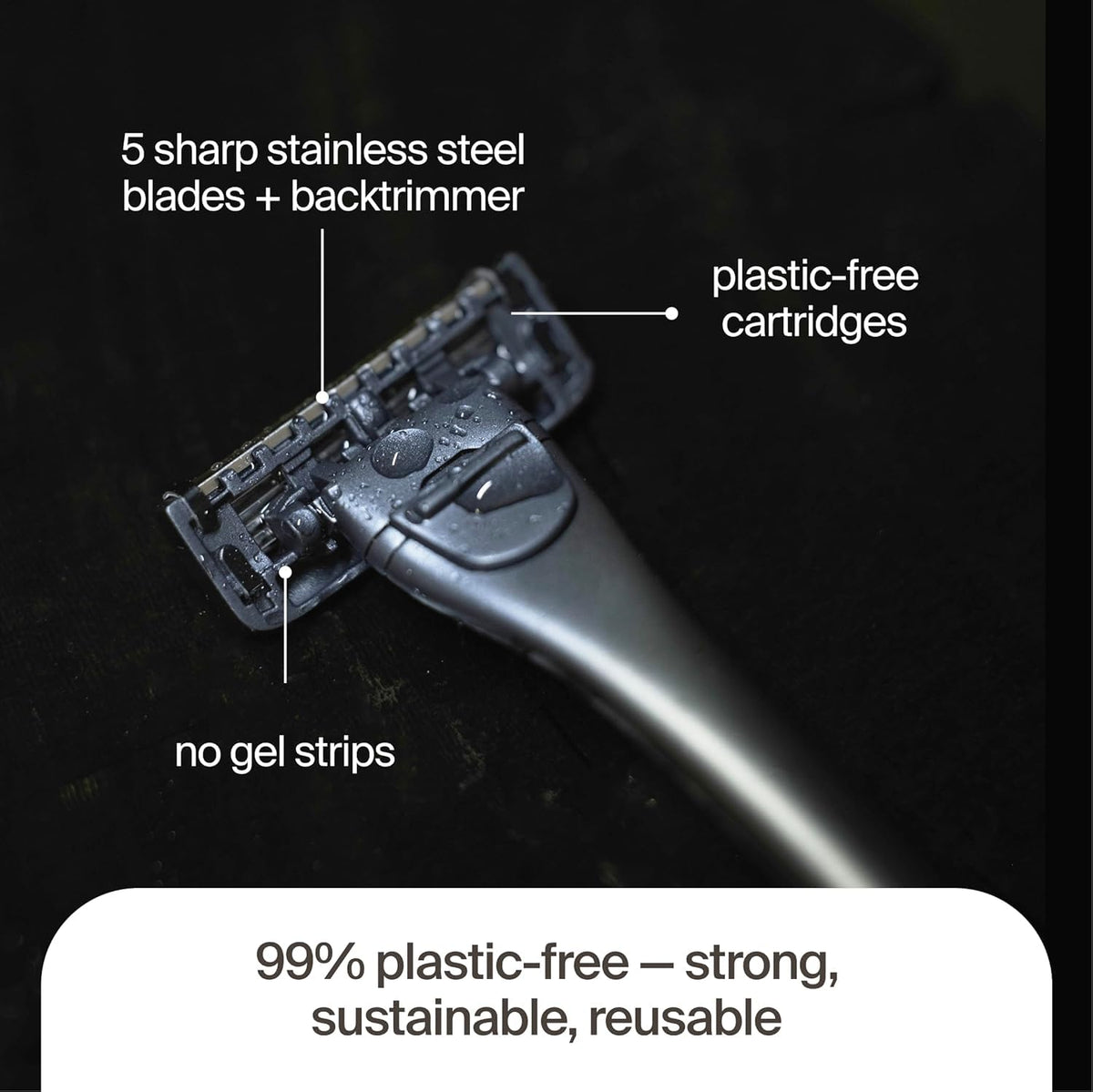 5 Plastic-Free Cartridges, 5 Blades O50255