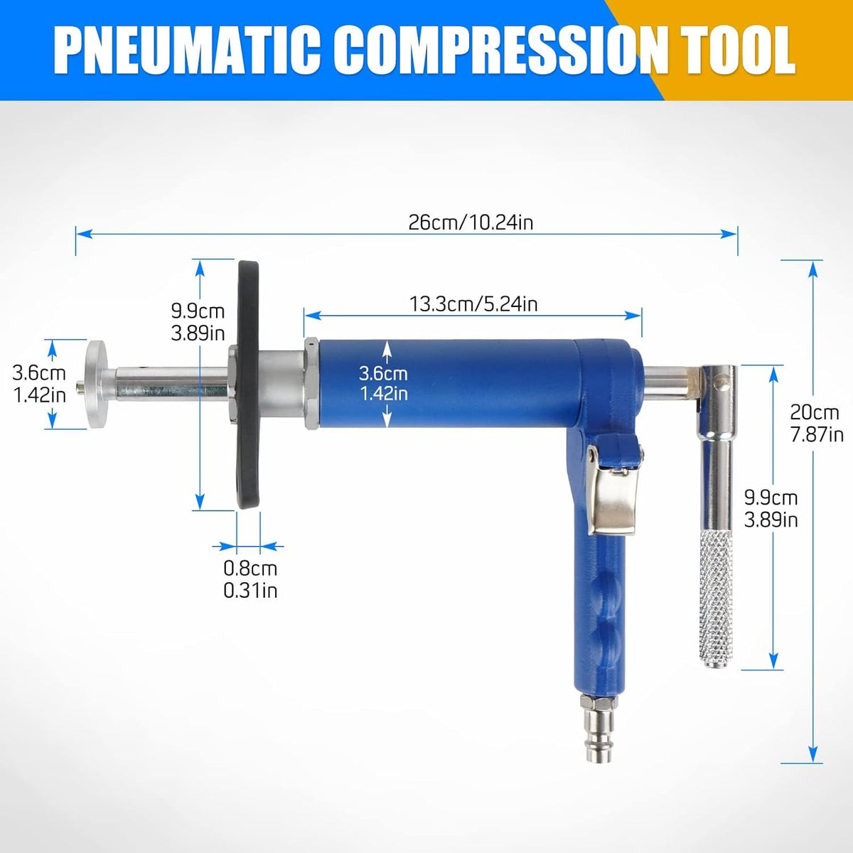 Pneumatic Brake Caliper Compression Tool Kit with 22 Adapters B604