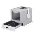 Foldable Stainless Steel Enclosed Cat Litter Box with Lid and Scoop V771