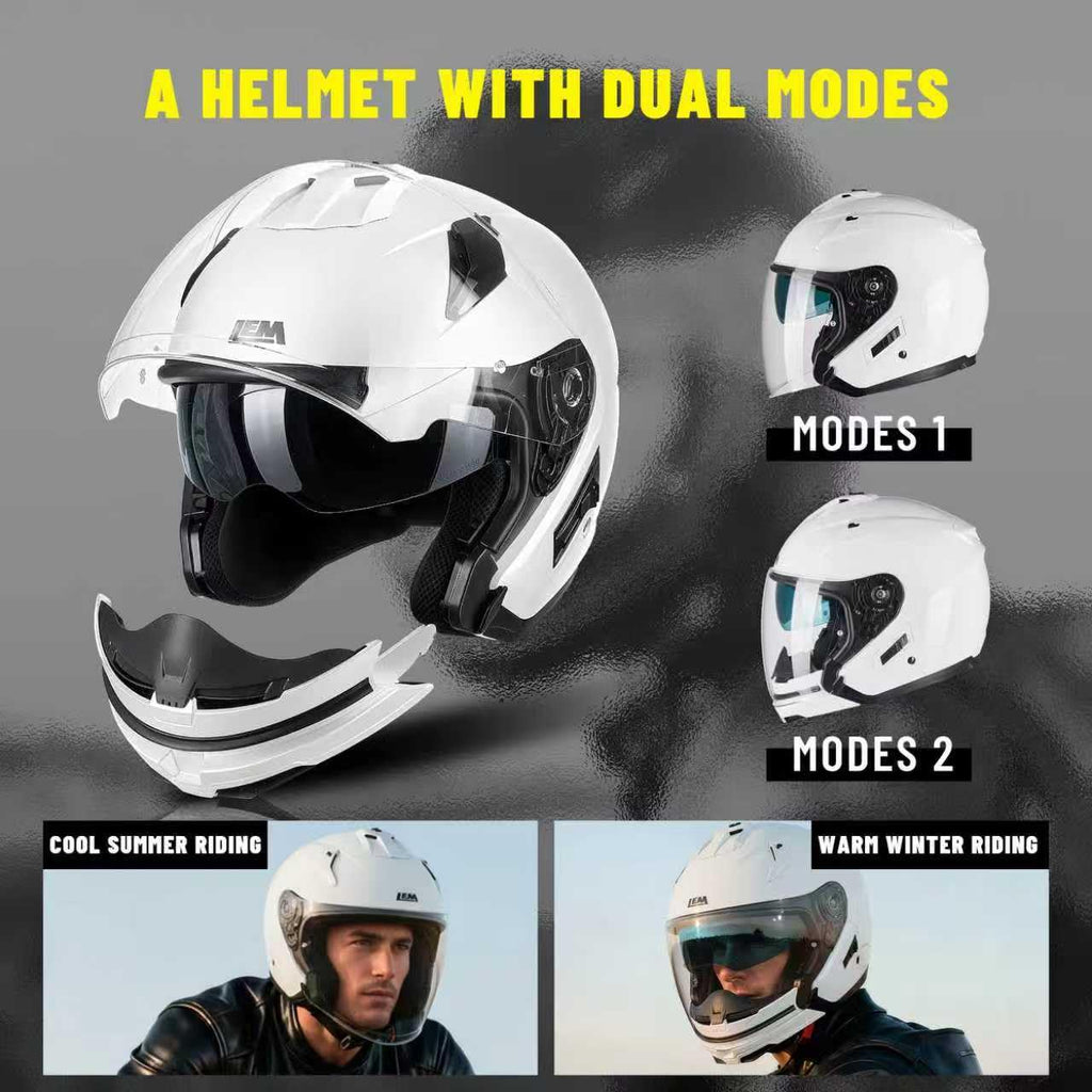 White Medium Full Face Motorcycle Helmets X4465