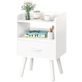 Modern Nightstand with Drawer and Open Storage Shelf Z844