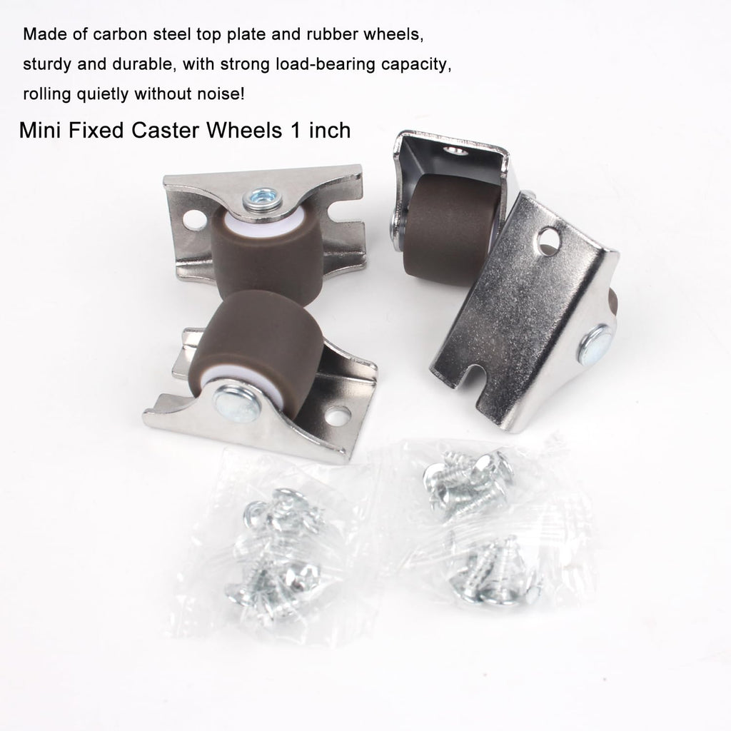 1 Inch Low Profile TPE Rubber Fixed Caster Wheels Set of 4 C2449