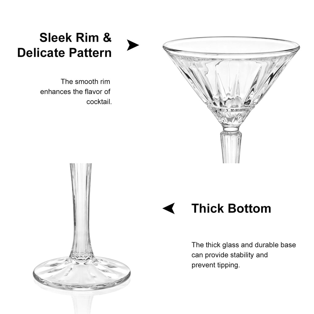 Set of 4 6oz Crystal Stemmed Martini Glasses A1578