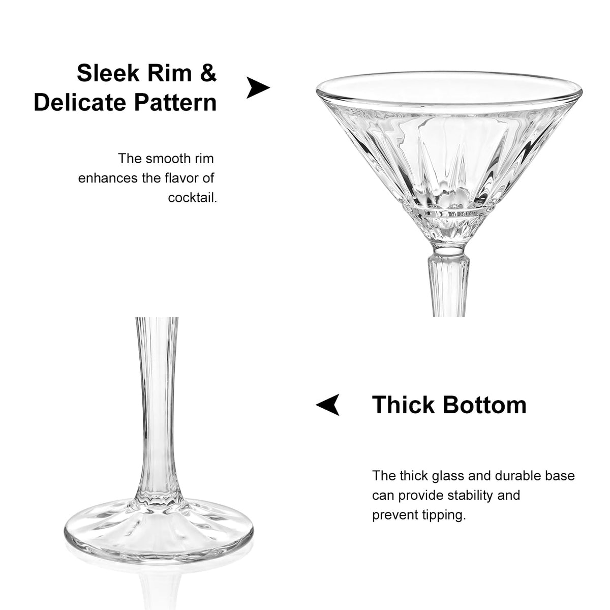 Set of 4 6oz Crystal Stemmed Martini Glasses A1578