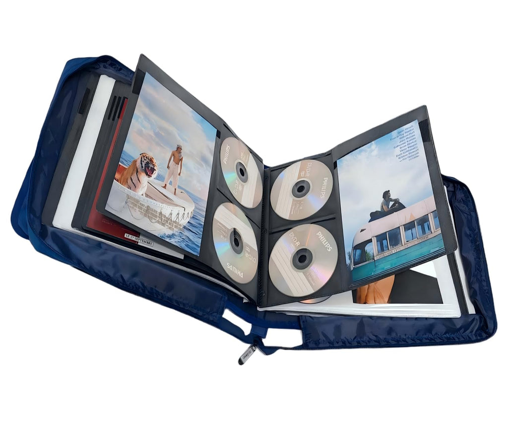 DVD CD Storage Case with Title Cover Pages, Blue, 192 Disk Units T284