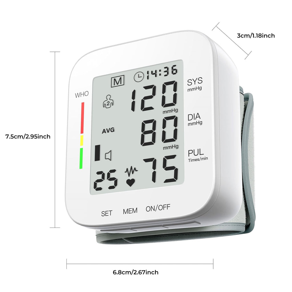 White Wrist Blood Pressure Monitor with Carrying Case G774