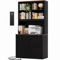 Black Vertical File Cabinet Bookcase with Printer Stand N516504