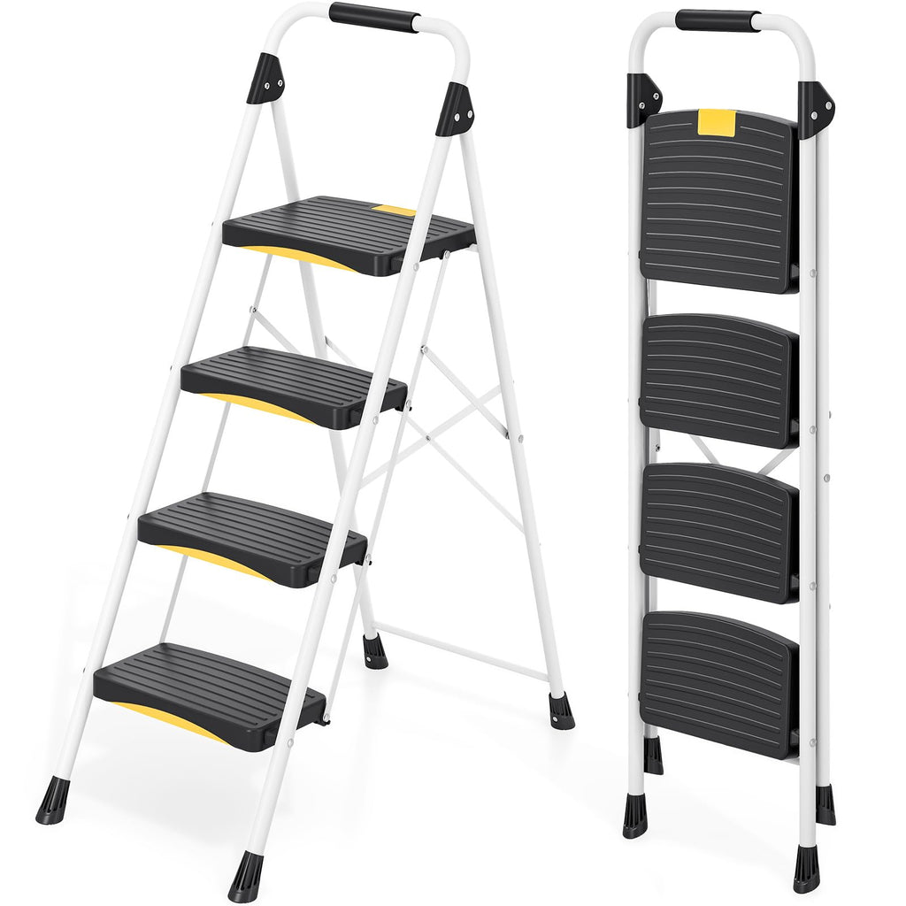 4 Step White Folding Step Stool V934063