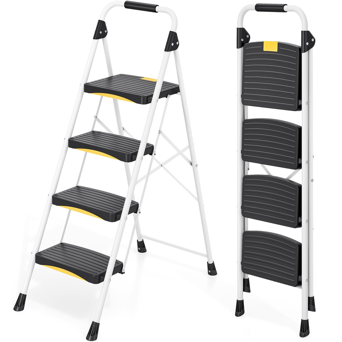 4 Step White Folding Step Stool V934063