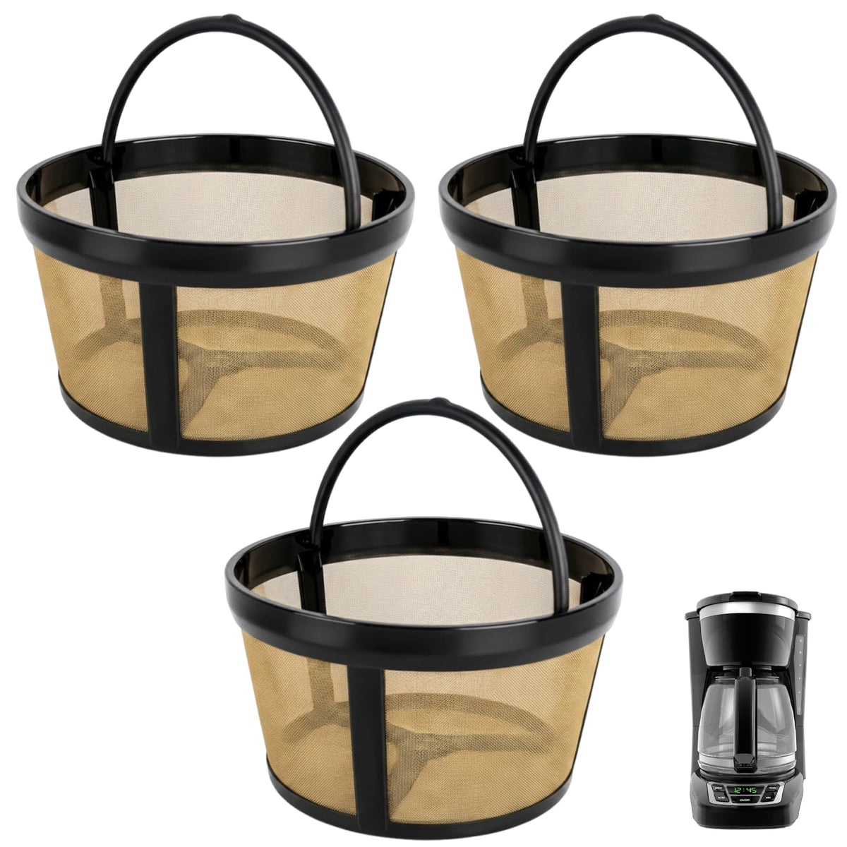 3 Pack Reusable 8-12 Cup Coffee Filter Basket B826