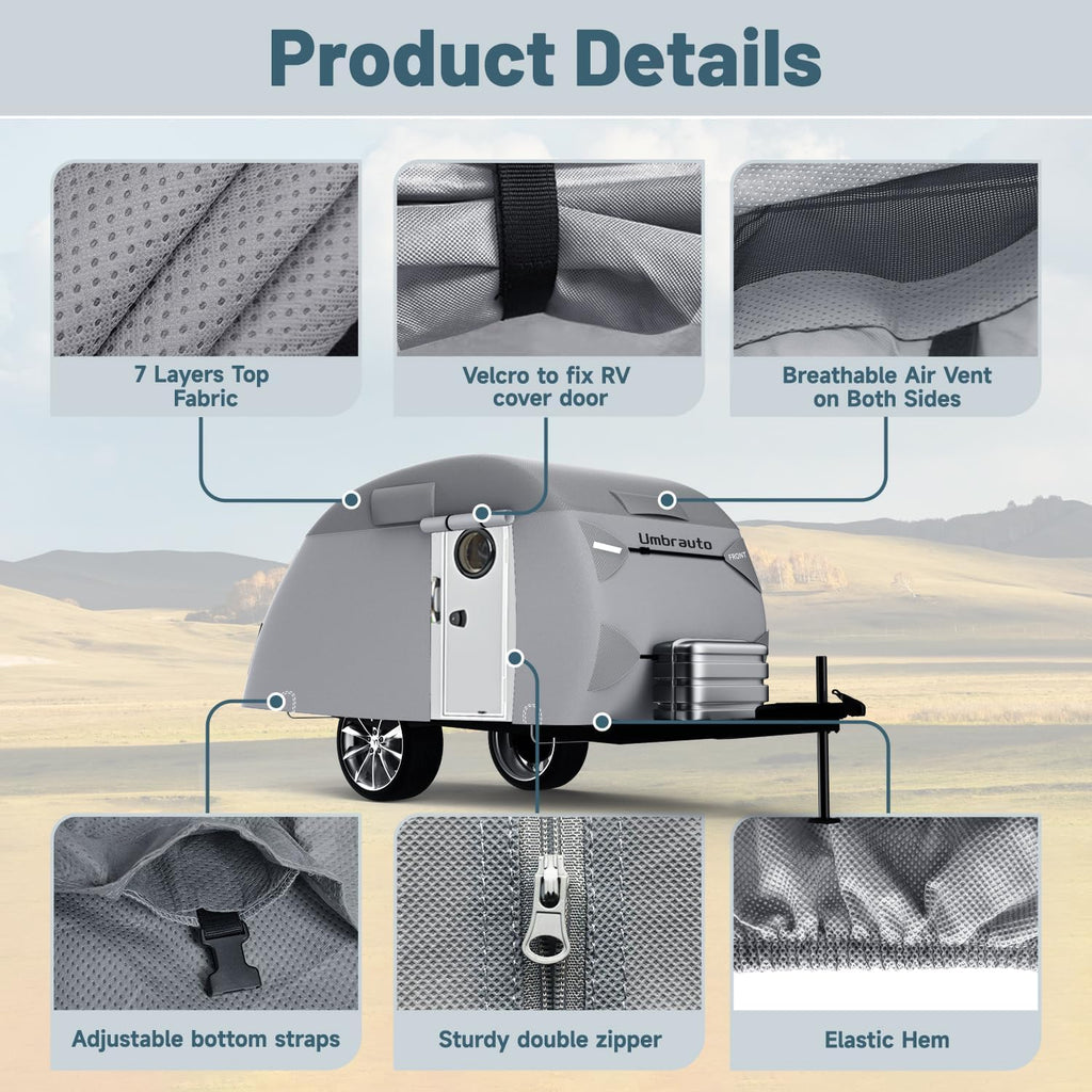 12-15 Camper 7 Layers Waterproof Teardrop Trailer Cover Y231
