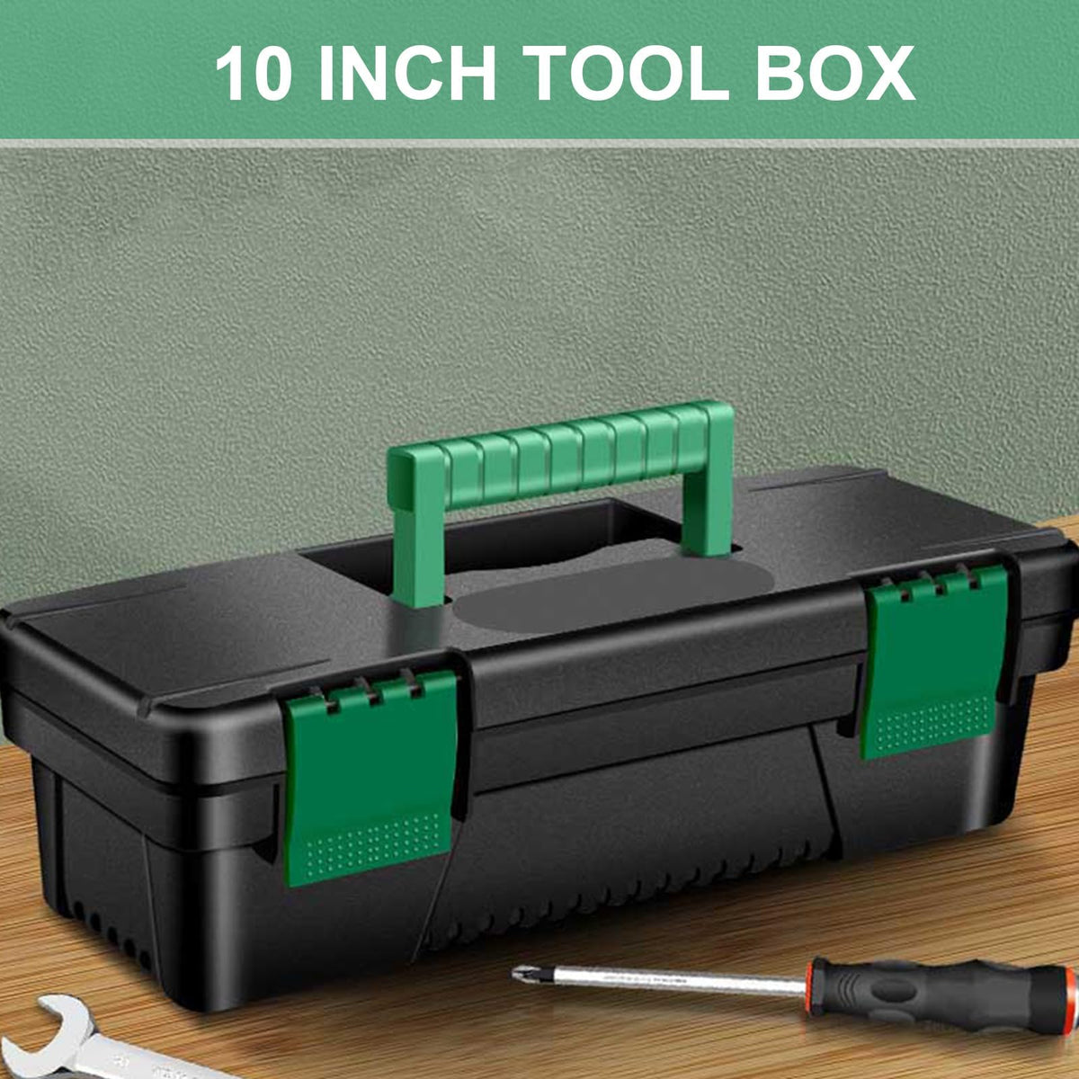 10-inch Plastic Tool Box with Handle and Removable Tray D574853