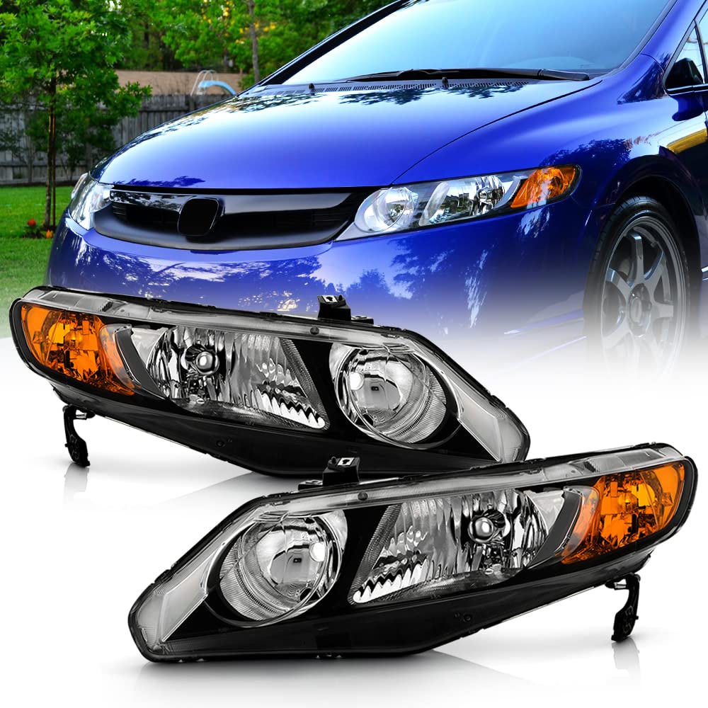 Black Factory Style Headlights Headlamps Left+Right Y796490