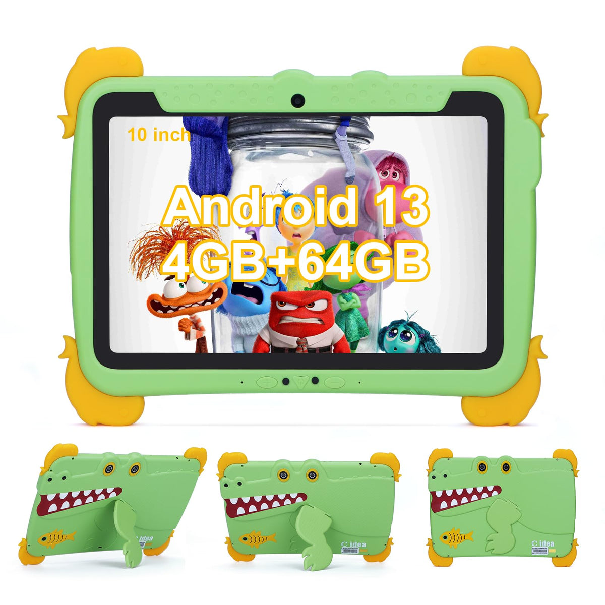 10.1 inch Kids Tablet Android 13 4GB RAM 64GB ROM FHD IPS Screen Green W2467