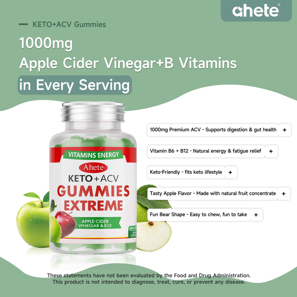 Apple Cider Vinegar Gummies with Vitamin B6, B12, Folate & Beet Root, 180 Gummies W6028