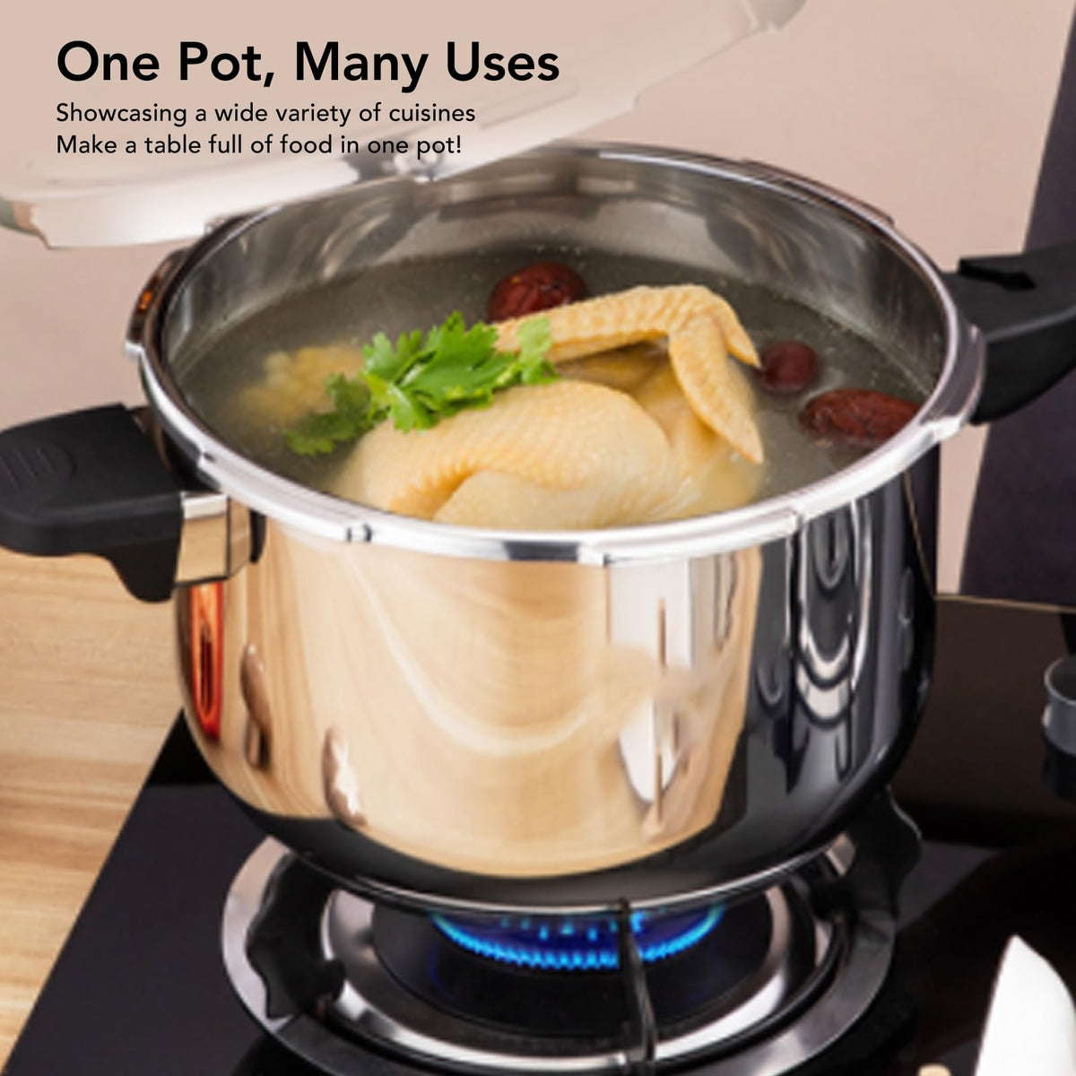 80KPA Stainless Steel Pressure Cooker with Safety Valve (3L) M884